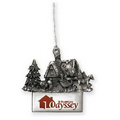 House with Tree & Sleigh Pewter Finish Ornament